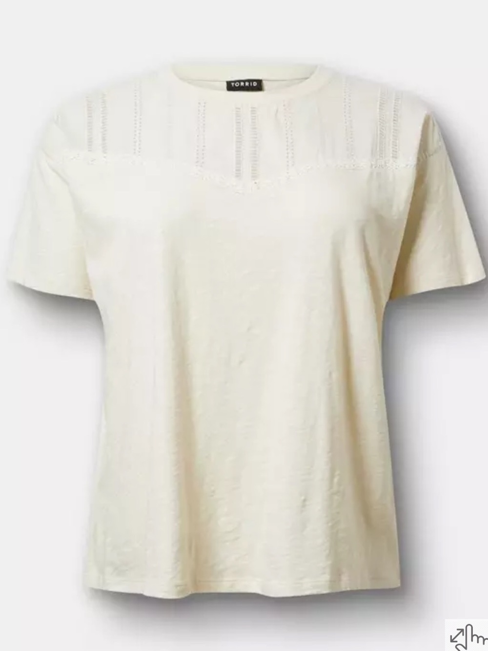 Torrid Heritage Slub Woven Yoke Crew Tee Size M/L Birch NWT Ivory/Cream